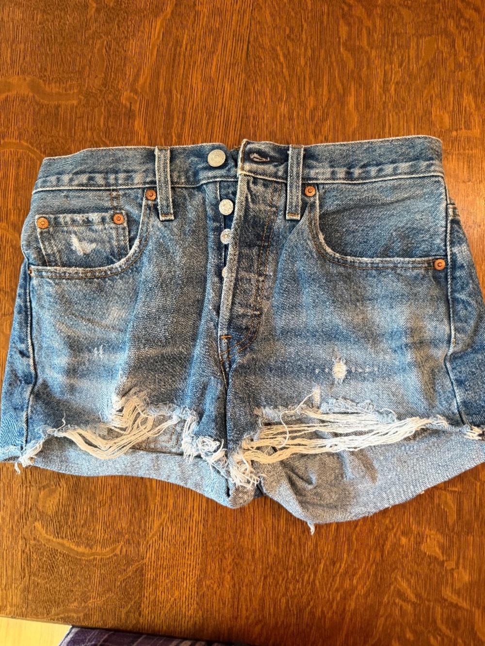 Levi's Premium 501 Original Distressed Cutoff Denim Shorts – W26